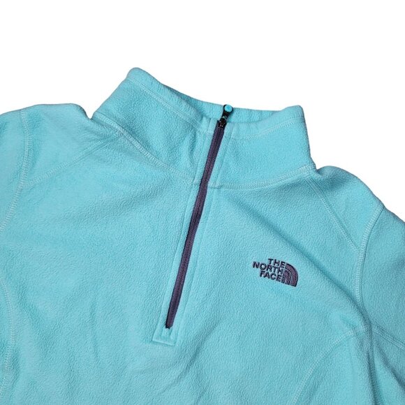 The North Face Women's 1/4 Zip Fleece Pullover Size M Blue sweater sweatshirt - Picture 6 of 7